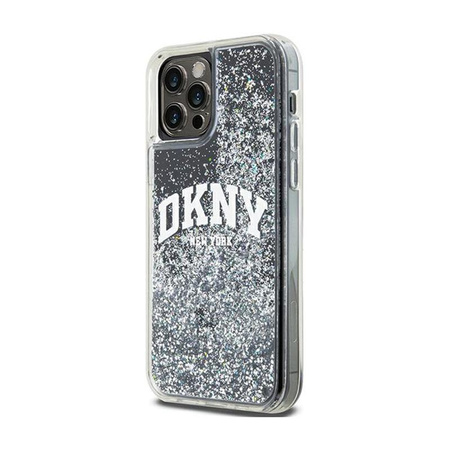 DKNY Liquid Glitter Big Logo - Hülle für iPhone 12 / iPhone 12 Pro (schwarz)
