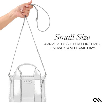Case-Mate Micro Tote Bag – Voděodolná taška přes rameno (Silver Chrome/Clear)