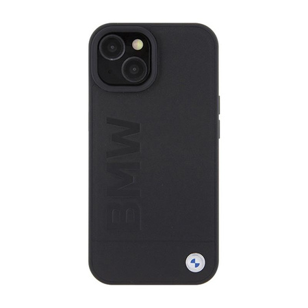 BMW Leder Hot Stamp - iPhone 15 Plus Tasche (schwarz)