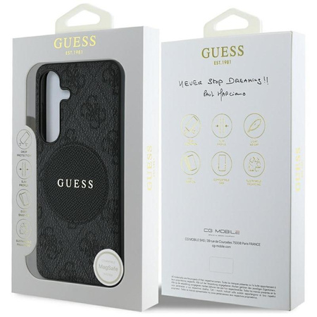 Guess 4G Round Patch Classic Logo MagSafe - tok Samsung Galaxy S25 készülékhez (fekete)