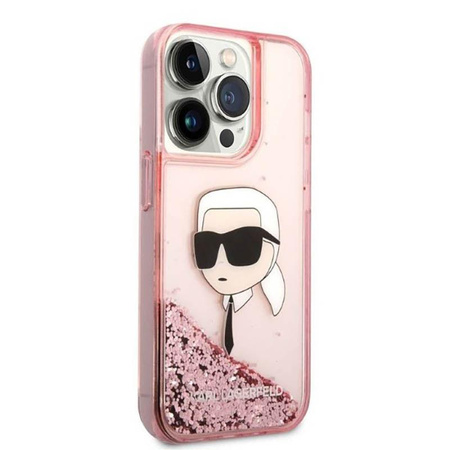 Karl Lagerfeld Liquid Glitter NFT Karl's Head - iPhone 14 Pro Max Tasche (rosa)