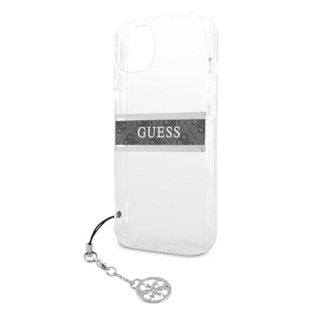 Guess 4G Stripe Grey Charm - Coque iPhone 13 (transparente)