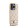 DKNY Leather Checkered Mono Pattern & Printed Stripes - iPhone 15 Pro Max Case (pink)