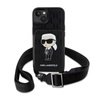 Karl Lagerfeld Crossbody NFT Saffiano Monogram Iconic - iPhone 14 Case (Black)