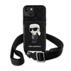 Karl Lagerfeld Crossbody NFT Saffiano Monogram Iconic - Coque pour iPhone 14 Pro (Noir)