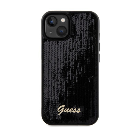 Guess Sequin Script Metal - Coque iPhone 14 (noir)