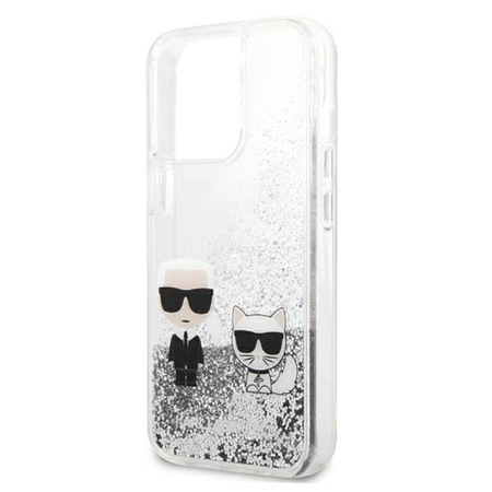 Karl Lagerfeld Liquid Glitter Karl & Choupette - iPhone 13 Pro Case (silver)
