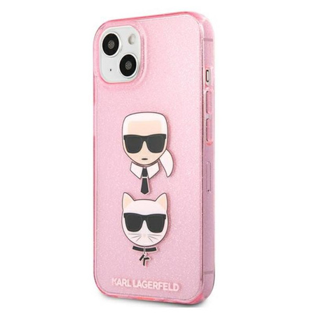 Karl Lagerfeld Glitter Karl & Choupette Head - Coque iPhone 13 (rose)