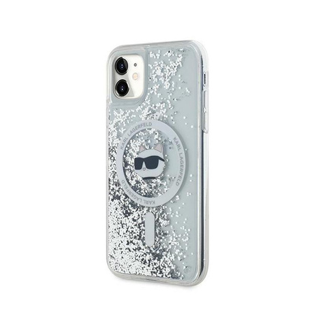 Karl Lagerfeld Liquid Glitter Choupette Head MagSafe - pouzdro pro iPhone 11 (průhledné)