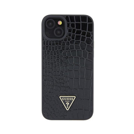 Guess Croco Triangle Metal Logo - iPhone 15 Case (black)