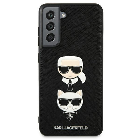 Karl Lagerfeld Saffiano Karl & Choupette Heads - pouzdro pro Samsung Galaxy S21 FE (černé)