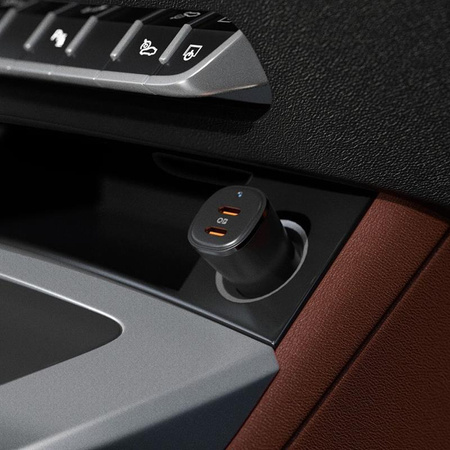 Spigen ArcStation Essential EV502 - Autonabíječka 2x USB-C PD + QC3.0 50W (Černá)