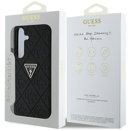 Guess Hot Stamp 4G Pattern Triangle Metal Logo - pouzdro pro Samsung Galaxy S25 (černé)
