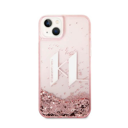 Karl Lagerfeld Liquid Glitter Big Logo tok - iPhone 14 Plus tok (rózsaszín)