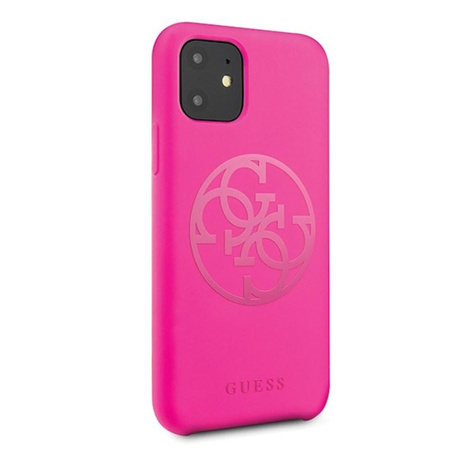 Guess Slilicon 4G Ton in Ton Logo - iPhone 11 Hülle (Fuchsia)