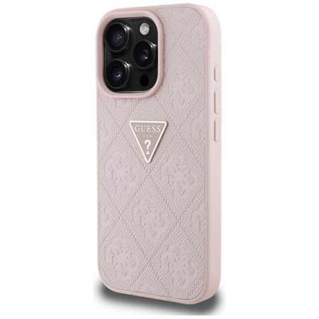 Guess Hot Stamp 4G Pattern Triangle Metal Logo - pouzdro pro iPhone 16 Pro Max (růžové)