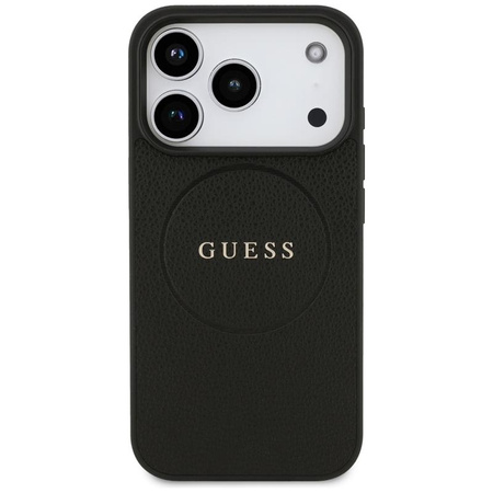 Guess Grained Ring MagSafe - Pouzdro iPhone 17 Pro (černý)