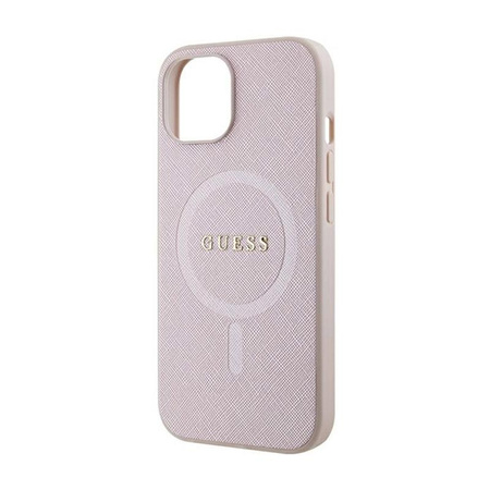 Guess Saffiano MagSafe - pouzdro pro iPhone 15 Plus (růžové)
