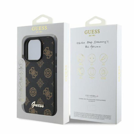 Guess Peony Script MagSafe - Pouzdro iPhone 16 Pro (černé)
