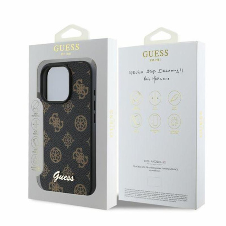 Guess Peony Script MagSafe - Etui iPhone 16 Pro (czarny)