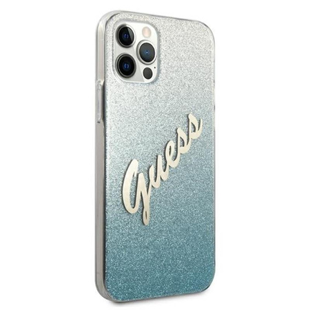 Guess Glitter Gradient Script - iPhone 12 / iPhone 12 Pro tok (kék)
