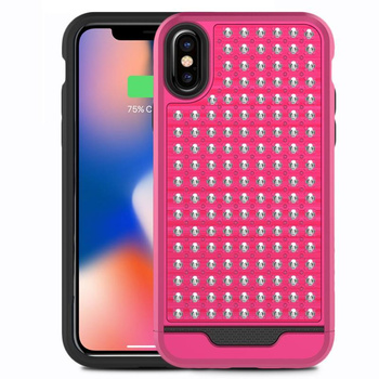 Zizo Star Diamond Hybrid Cover - iPhone X Hülle (Rosa/Schwarz)