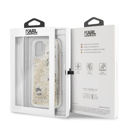 Karl Lagerfeld Glitter Liquid Floatting Charms - Etui iPhone 11 Pro (Gold Floatting Charms)