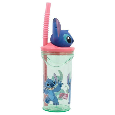 Disney Stitch - Cup with straw and 3D figure from the Flowers collection (360 ml)