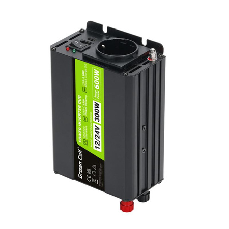 Green Cell - Měnič DUO 12V/24V na 230V 300W/600W Modifikovaný sinusový měnič napětí