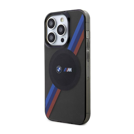 Pouzdro BMW Tricolor Stripes MagSafe - iPhone 14 Pro (šedé)