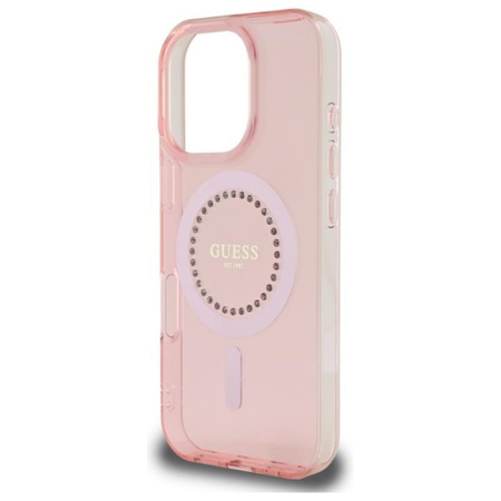 Pouzdro Guess IML Rhinestones MagSafe - iPhone 16 Pro Max (růžové)