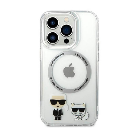 Karl Lagerfeld Karl & Choupette Aluminium MagSafe - pouzdro pro iPhone 14 Pro Max (průhledné)