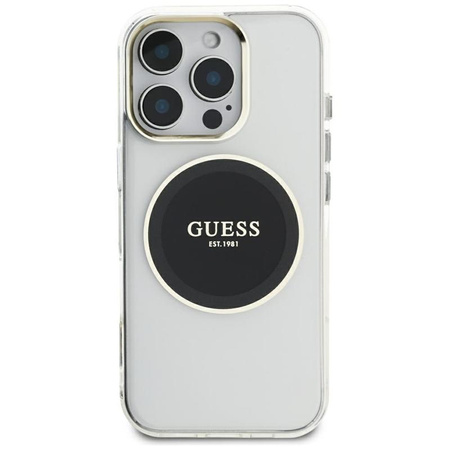 Guess IML Metal Colored Circle Classic Logo MagSafe - Pouzdro pro iPhone 16 Pro Max (černá)
