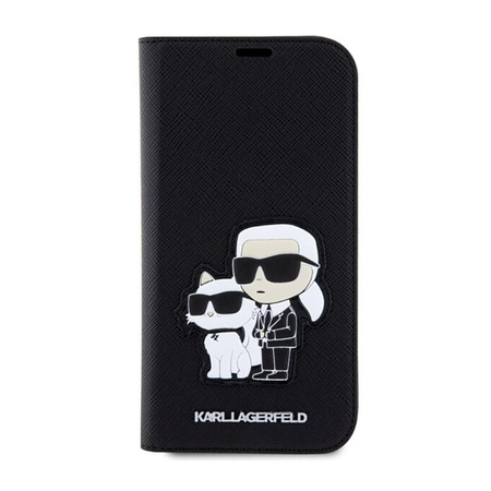 Karl Lagerfeld Booktype NFT Saffiano Karl & Choupette - Etui iPhone 14 (Czarny)