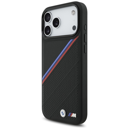 Pouzdro BMW M Tricolor Metal Logo MagSafe pro iPhone 17 Pro Max (černé)