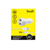 Budi - Chargeur de voiture 2x USB, 24W + câble Lightning 1,2 m (Blanc)