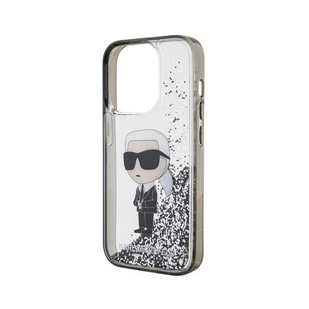 Karl Lagerfeld Liquid Glitter Ikonik - Coque pour iPhone 15 Pro Max (Transparent)