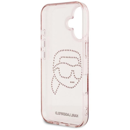 Karl Lagerfeld IML Rhinestones Karl Head - Hülle für iPhone 16 (rosa)