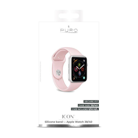 PURO ICON - Elastisches Sportarmband für Apple Watch 38/40/41 mm (S/M & M/L) (sandrosa)