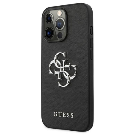 Guess Saffiano 4G Big Silver Logo - Coque iPhone 13 Pro (noir)
