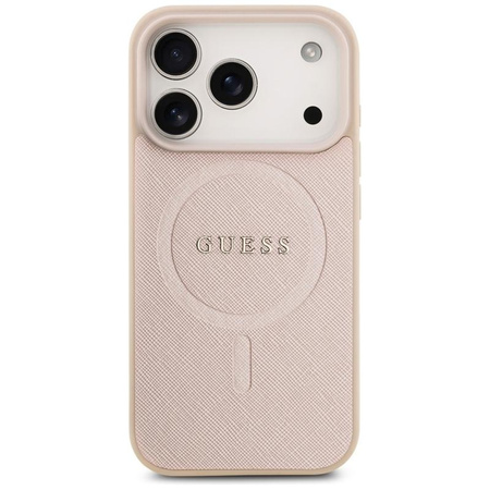 ETUI DO IPHONE 17 PRO do MAGSAFE GUESS SAFFIANO ORYGINALNE RÓŻOWE CASE