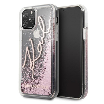 Karl Lagerfeld Signature Glitter Case - pouzdro pro iPhone 11 Pro (růžově zlaté)