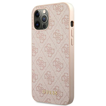 Guess 4G Metall Gold Logo - Hülle für iPhone 12 / iPhone 12 Pro (pink)