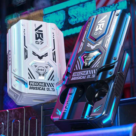 WEKOME VB07 Mecha Series - Kabellose Bluetooth V5.3 TWS Kopfhörer mit Ladetasche (Weiß)