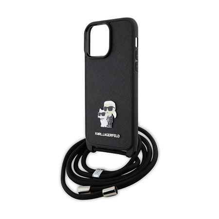 Karl Lagerfeld Crossbody Saffiano Metal Pin Karl & Choupette - iPhone 14 Pro Max Case (Black)