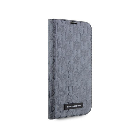Karl Lagerfeld Booktype Saffiano Monogramm - iPhone 14 Tasche (Silber)