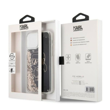 Karl Lagerfeld Liquid Glitter Gatsby - Coque pour iPhone 12 / iPhone 12 Pro (noir)