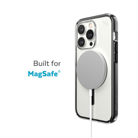 Speck Presidio Perfect-Clear with Impact Geometry + MagSafe - iPhone 14 Pro Max Case with MICROBAN Coating (Clear / Black)