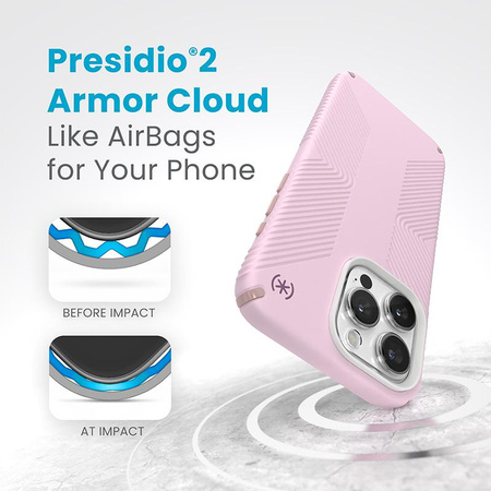 Speck Presidio2 Grip Magsafe - Coque iPhone 15 Pro Max (Lilas doux / Pétale d'œillet / Rose rouge)