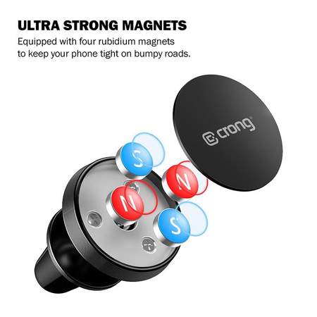 Crong Magnetic Smart Car Holder - Magnetický držák do auta pro telefon (černý)